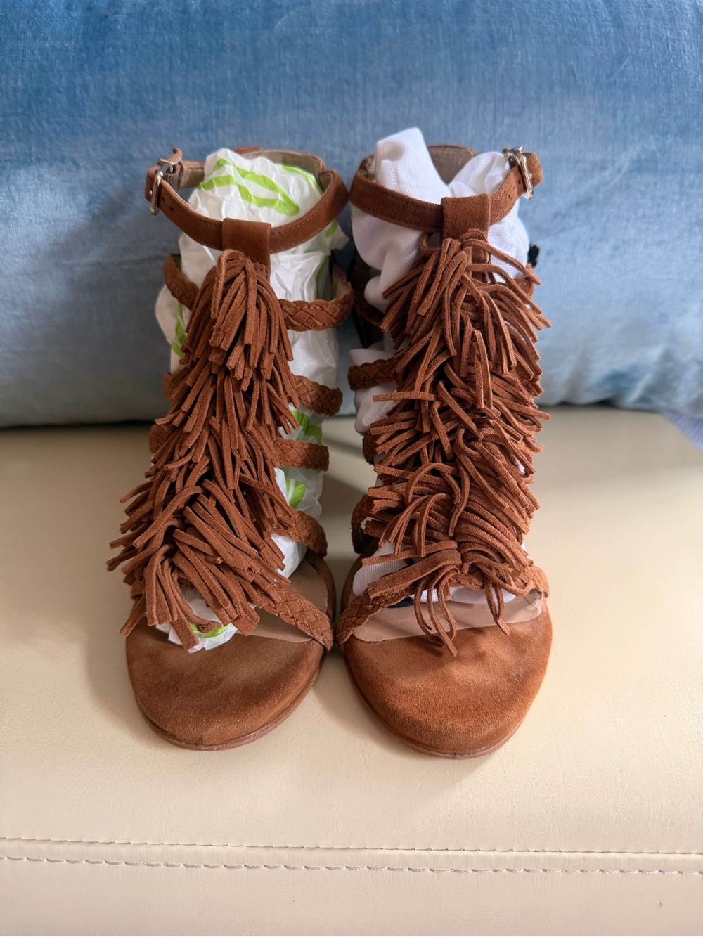 Women’s Fringe Suede Sandals - Brown